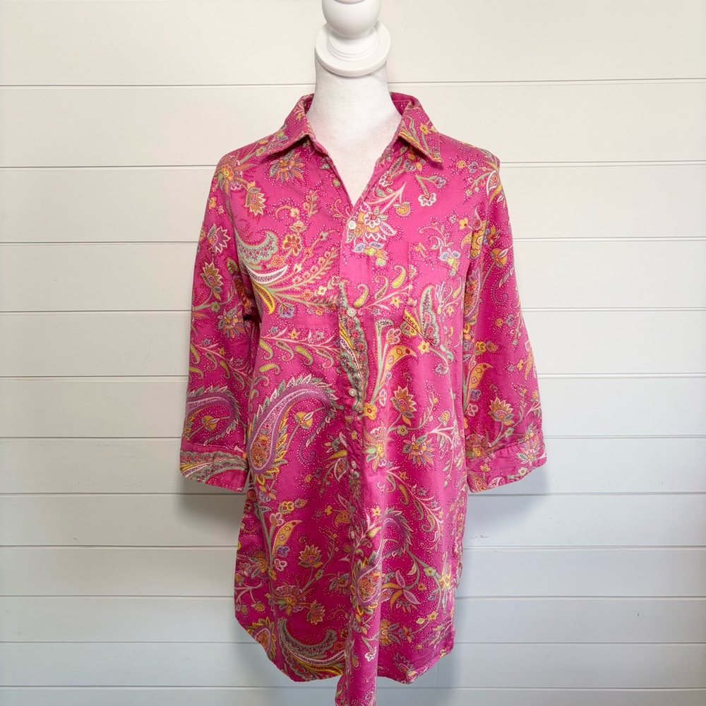 Ralph Lauren Pink Paisley Button Down Shirt Size Medium